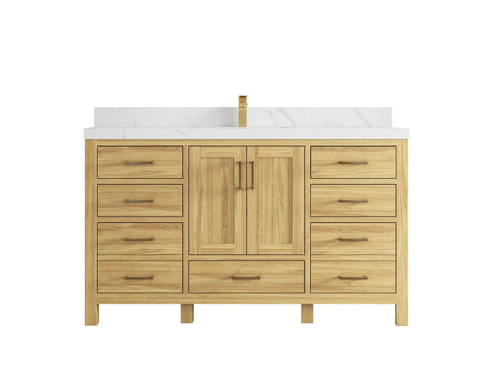 Malibu Teak Wood 60 in. W x 22 in. D Single Sink Bathroom Vanity - photo 17