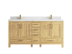 Malibu Teak Wood 72 in. W x 22 in. D Double Sink Bathroom Vanity - photo 18