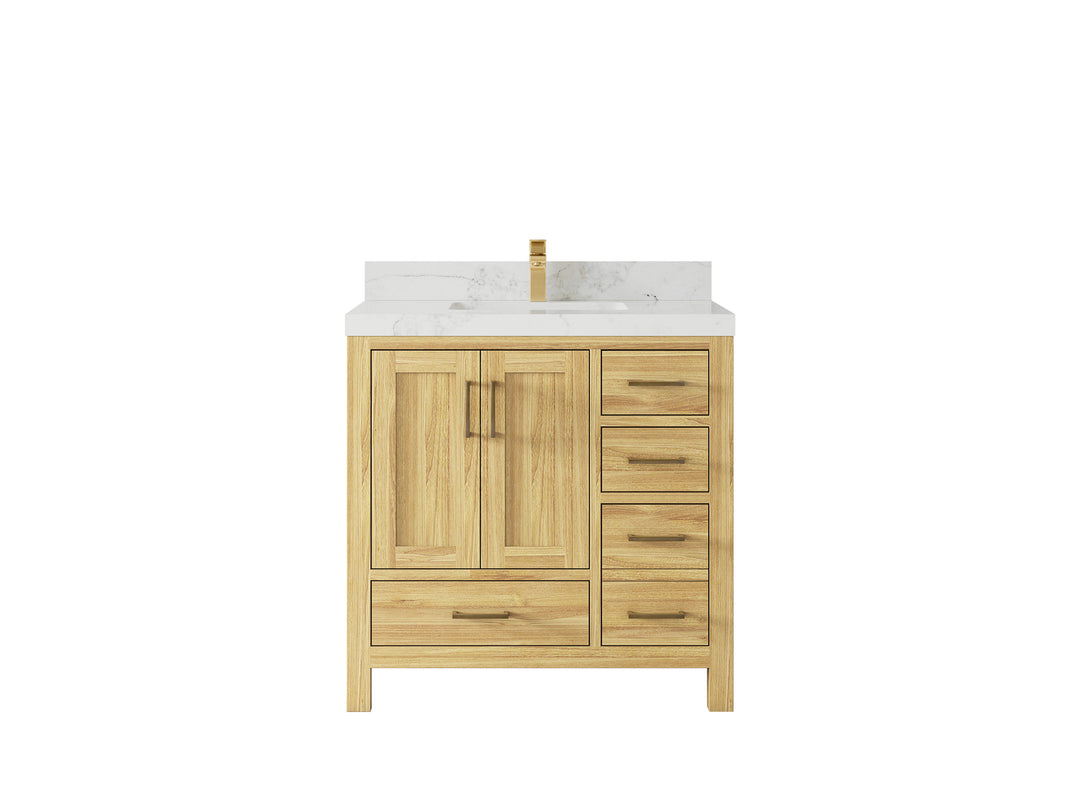 Malibu Teak Wood 36 in. W x 22 in. D Center Sink Bathroom Vanity