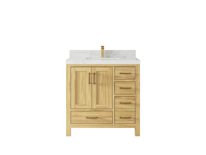 Malibu Teak Wood 36 in. W x 22 in. D Center Sink Bathroom Vanity - photo 21