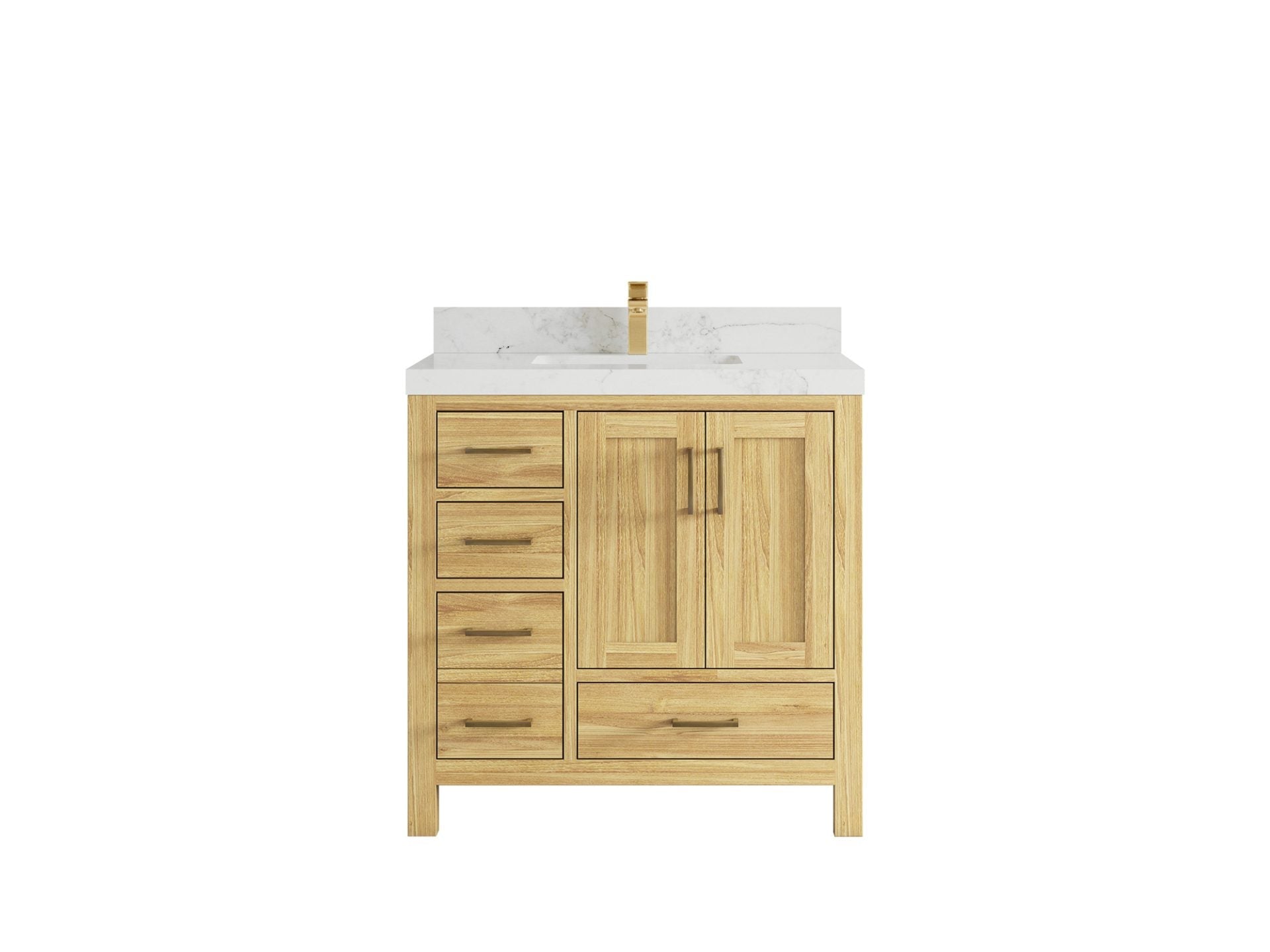 Malibu Teak Wood 36 in. W x 22 in. D Center Sink Bathroom Vanity