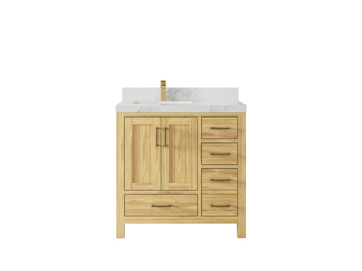 Malibu Teak Wood 36 in. W x 22 in. D Left Offset Sink Bathroom Vanity - photo 20