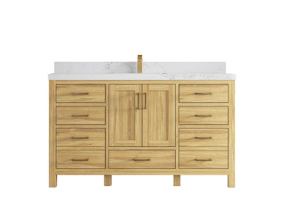 Malibu Teak Wood 60 in. W x 22 in. D Single Sink Bathroom Vanity