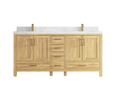 Malibu Teak Wood 72 in. W x 22 in. D Double Sink Bathroom Vanity - photo 20