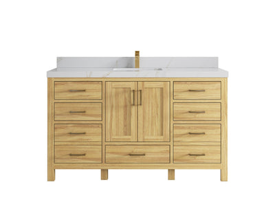 Malibu Teak Wood 60 in. W x 22 in. D Single Sink Bathroom Vanity