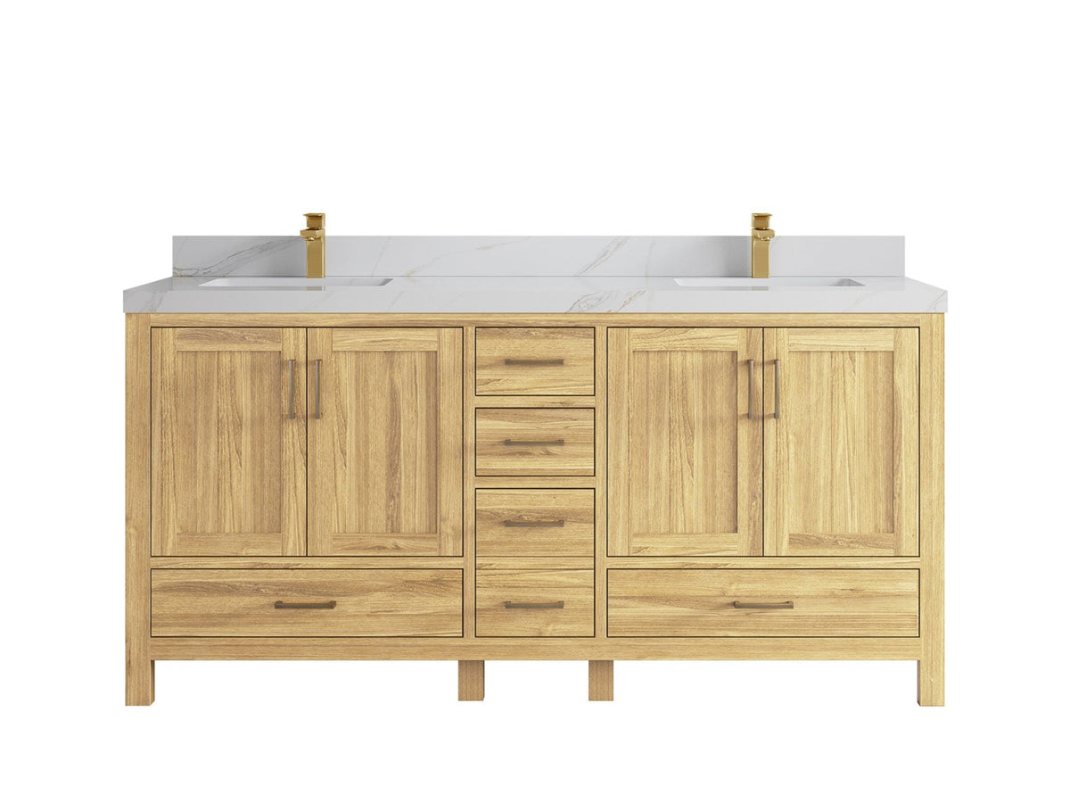 Malibu Teak Wood 72 in. W x 22 in. D Double Sink Bathroom Vanity