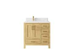 Malibu Teak Wood 36 in. W x 22 in. D Left Offset Sink Bathroom Vanity - photo 28