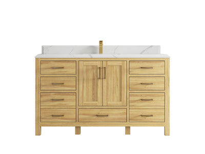 Malibu Teak Wood 60 in. W x 22 in. D Single Sink Bathroom Vanity