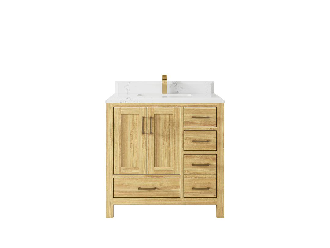 Malibu Teak Wood 36 in. W x 22 in. D Center Sink Bathroom Vanity