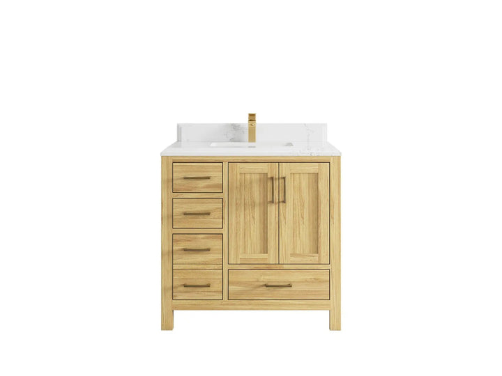 Malibu Teak Wood 36 in. W x 22 in. D Center Sink Bathroom Vanity - photo 29
