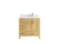 Malibu Teak Wood 36 in. W x 22 in. D Right Offset Sink Bathroom Vanity - photo 29
