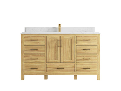 Malibu Teak Wood 60 in. W x 22 in. D Single Sink Bathroom Vanity