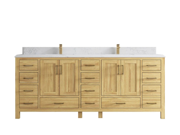 Malibu Teak Wood 84 in. W x 22 in. D Double Sink Bathroom Vanity - photo 32