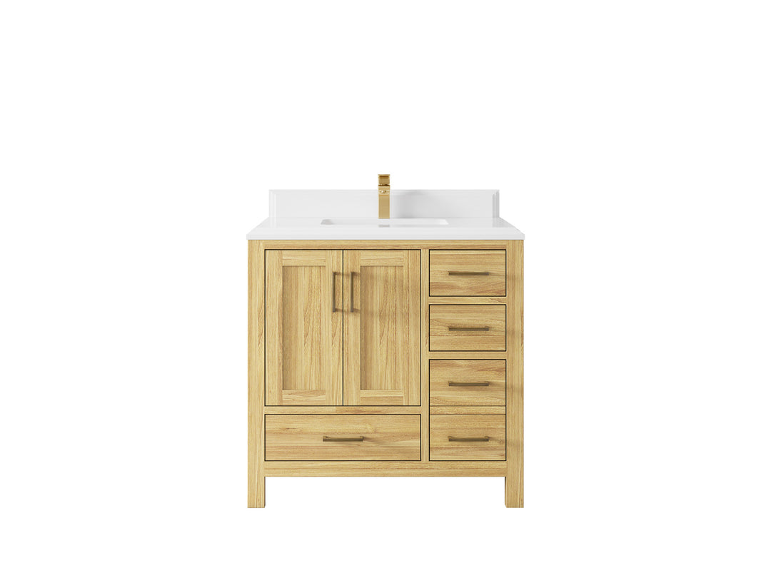 Malibu Teak Wood 36 in. W x 22 in. D Center Sink Bathroom Vanity