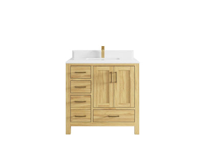 Malibu Teak Wood 36 in. W x 22 in. D Center Sink Bathroom Vanity