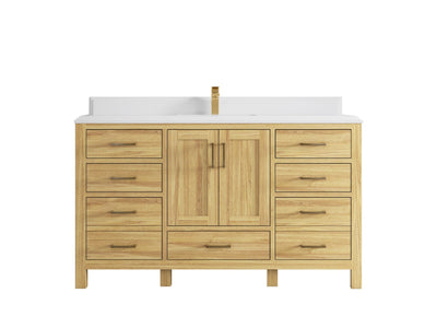 Malibu Teak Wood 60 in. W x 22 in. D Single Sink Bathroom Vanity
