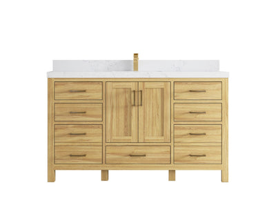 Malibu Teak Wood 60 in. W x 22 in. D Single Sink Bathroom Vanity