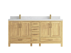 Malibu Teak Wood 72 in. W x 22 in. D Double Sink Bathroom Vanity - photo 34