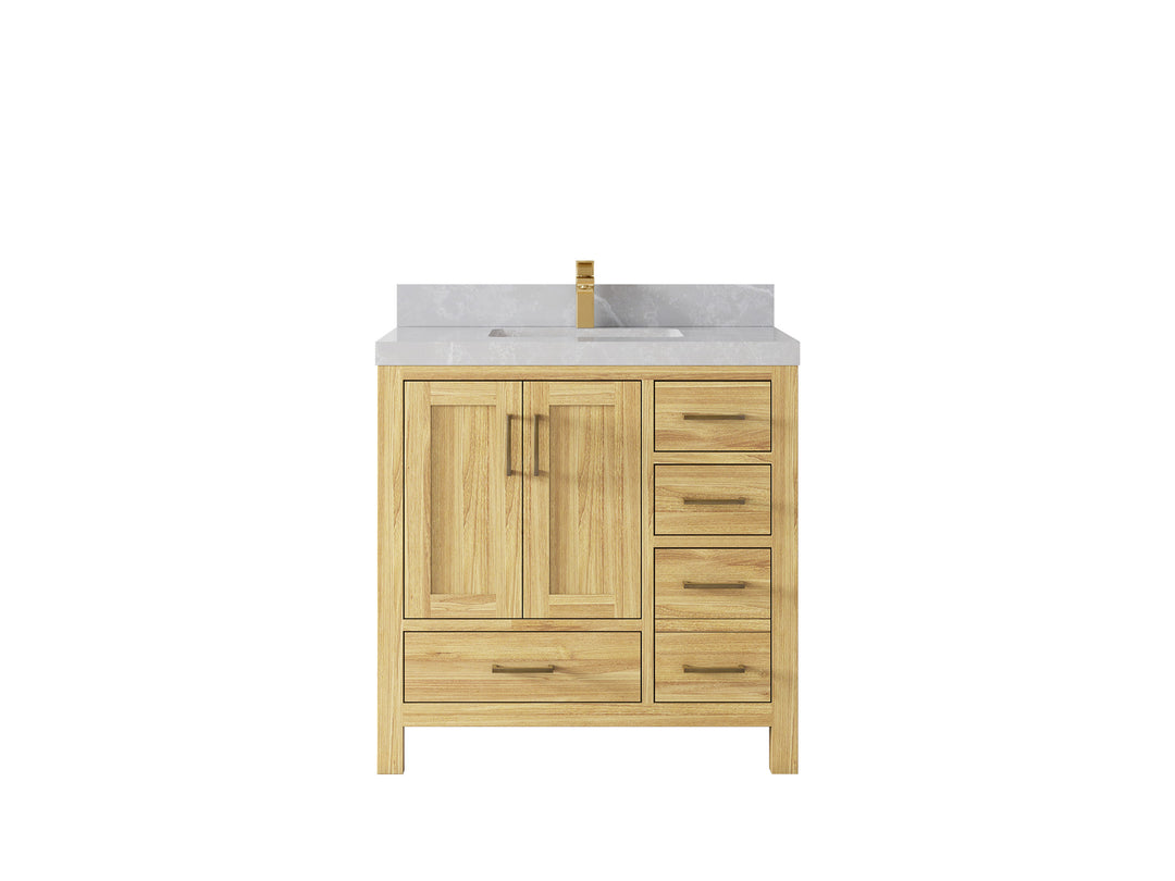 Malibu Teak Wood 36 in. W x 22 in. D Center Sink Bathroom Vanity
