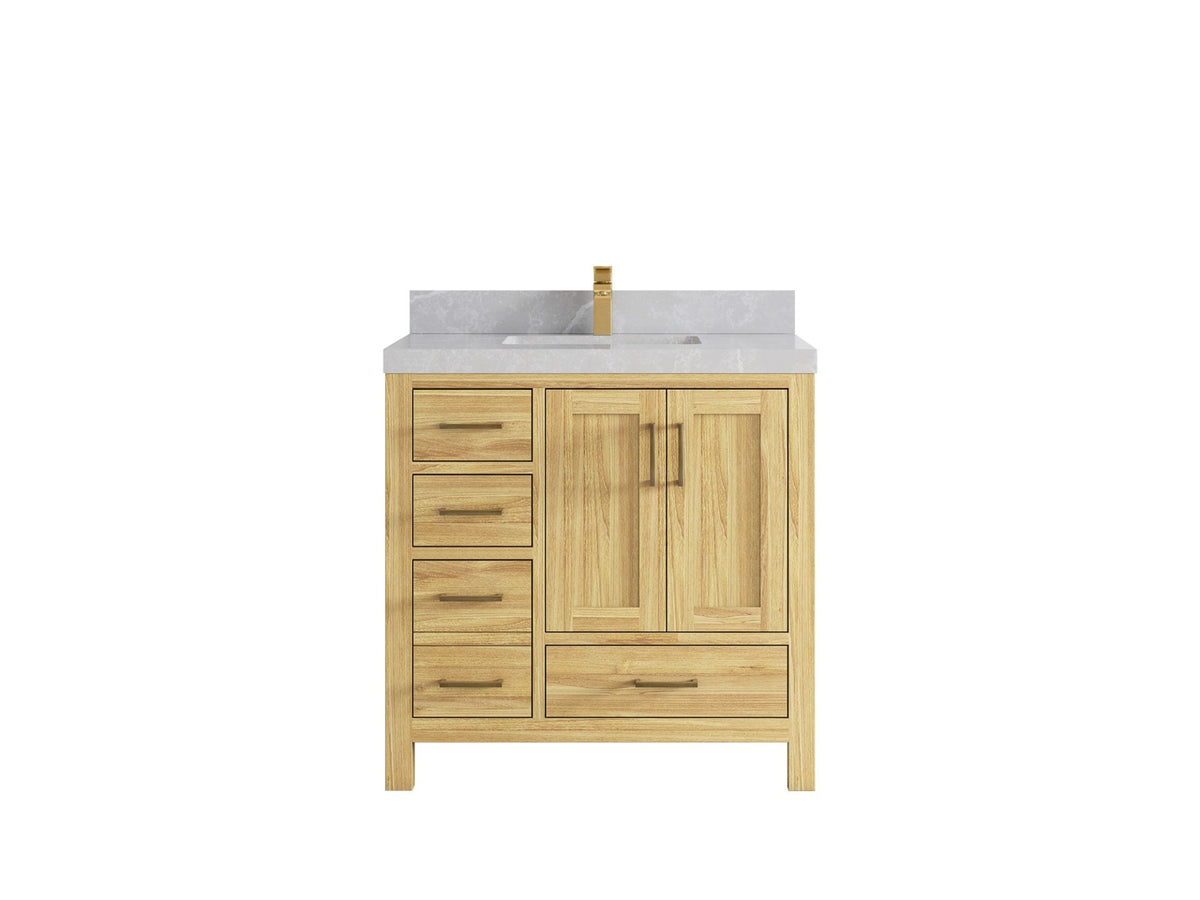 Malibu Teak Wood 36 in. W x 22 in. D Center Sink Bathroom Vanity