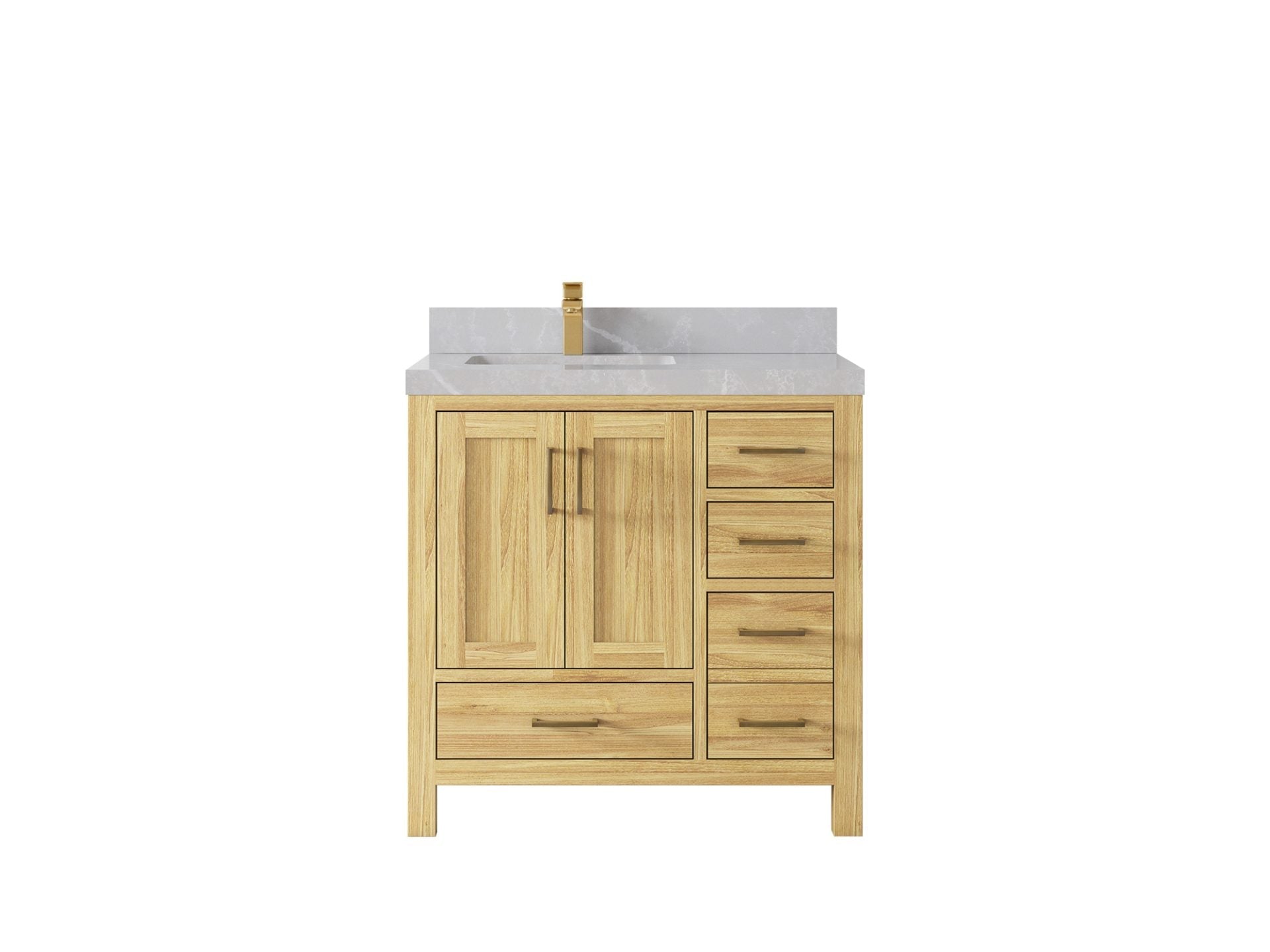 Malibu Teak Wood 36 in. W x 22 in. D Left Offset Sink Bathroom Vanity