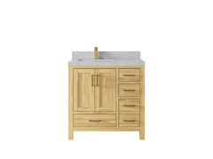 Malibu Teak Wood 36 in. W x 22 in. D Left Offset Sink Bathroom Vanity - photo 36