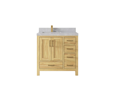 Malibu Teak Wood 36 in. W x 22 in. D Left Offset Sink Bathroom Vanity