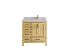 Malibu Teak Wood 36 in. W x 22 in. D Right Offset Sink Bathroom Vanity - photo 35