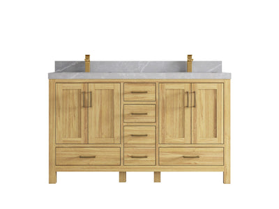 Malibu Teak Wood 60 in. W x 22 in. D Double Sink Bathroom Vanity