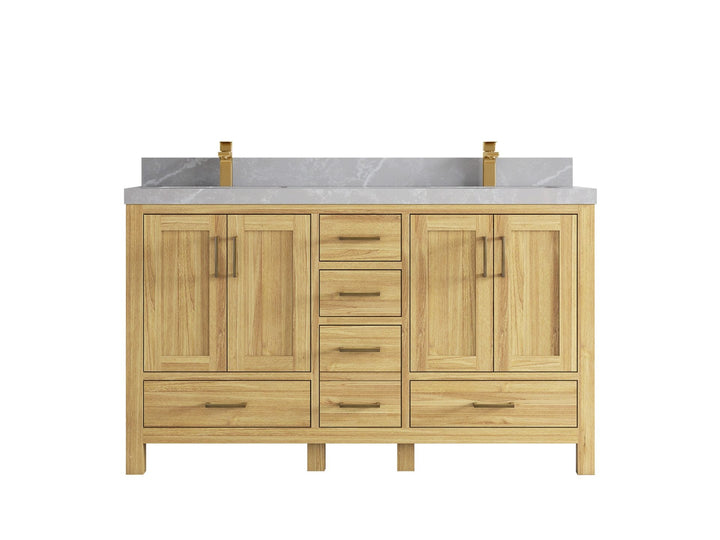 Malibu Teak Wood 60 in. W x 22 in. D Double Sink Bathroom Vanity - photo 32