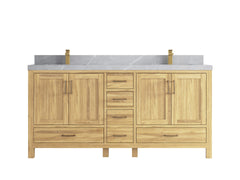Malibu Teak Wood 72 in. W x 22 in. D Double Sink Bathroom Vanity - photo 38
