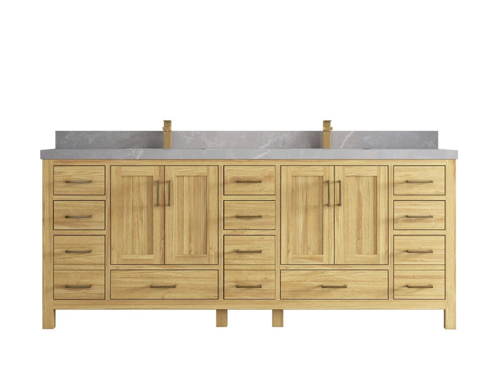 Malibu Teak Wood 84 in. W x 22 in. D Double Sink Bathroom Vanity - photo 38