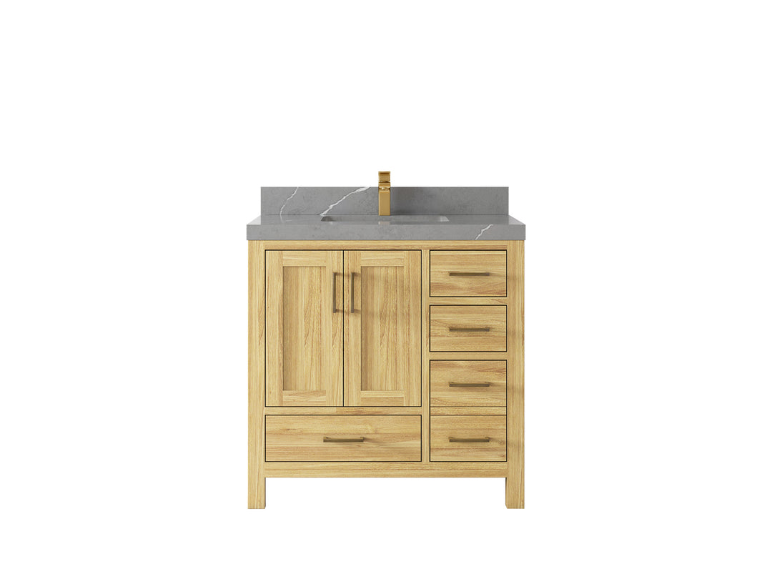 Malibu Teak Wood 36 in. W x 22 in. D Center Sink Bathroom Vanity