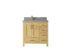 Malibu Teak Wood 36 in. W x 22 in. D Left Offset Sink Bathroom Vanity - photo 38