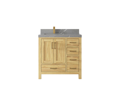 Malibu Teak Wood 36 in. W x 22 in. D Left Offset Sink Bathroom Vanity