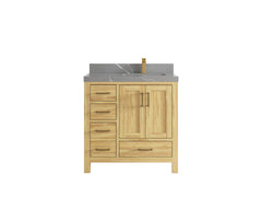 Malibu Teak Wood 36 in. W x 22 in. D Right Offset Sink Bathroom Vanity - photo 37