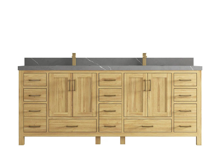 Malibu Teak Wood 84 in. W x 22 in. D Double Sink Bathroom Vanity - photo 40