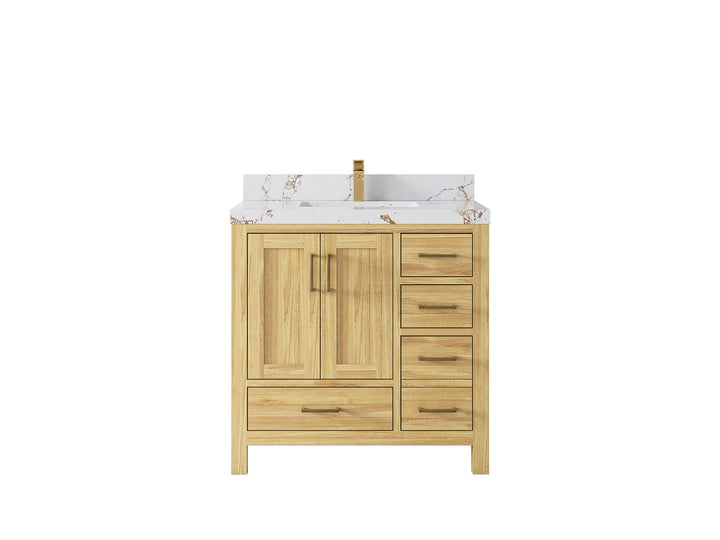 Malibu Teak Wood 36 in. W x 22 in. D Center Sink Bathroom Vanity - photo 41