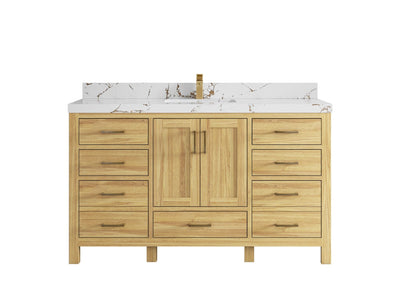 Malibu Teak Wood 60 in. W x 22 in. D Single Sink Bathroom Vanity