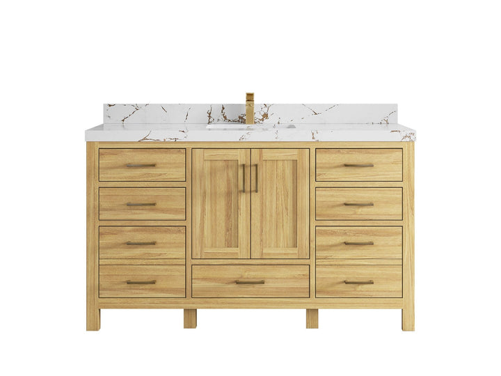 Malibu Teak Wood 60 in. W x 22 in. D Single Sink Bathroom Vanity - photo 39
