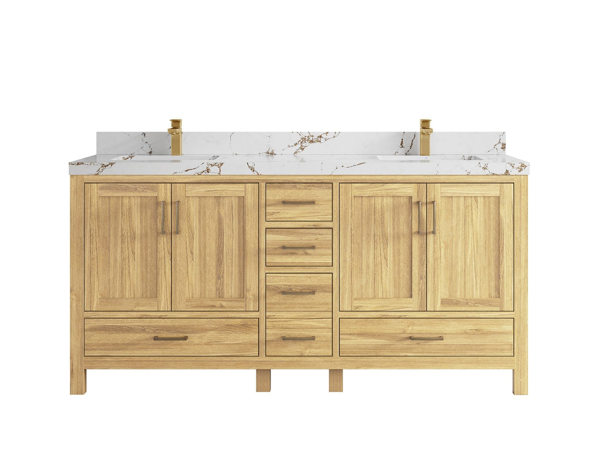 Malibu Teak Wood 72 in. W x 22 in. D Double Sink Bathroom Vanity