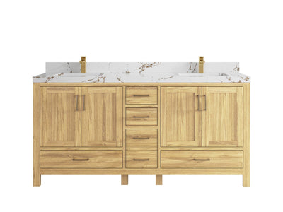 Malibu Teak Wood 72 in. W x 22 in. D Double Sink Bathroom Vanity