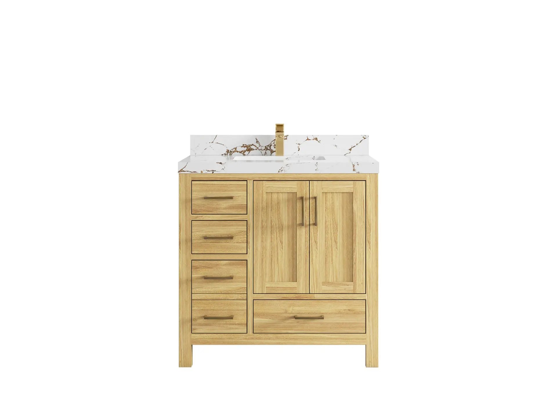 Malibu Teak Wood 36 in. W x 22 in. D Center Sink Bathroom Vanity