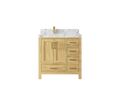 Malibu Teak Wood 36 in. W x 22 in. D Left Offset Sink Bathroom Vanity - photo 42