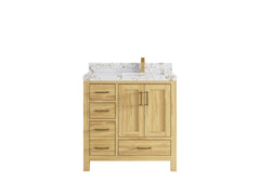 Malibu Teak Wood 36 in. W x 22 in. D Right Offset Sink Bathroom Vanity - photo 41