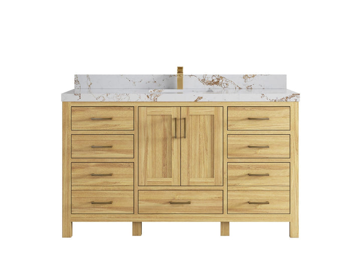 Malibu Teak Wood 60 in. W x 22 in. D Single Sink Bathroom Vanity - photo 41