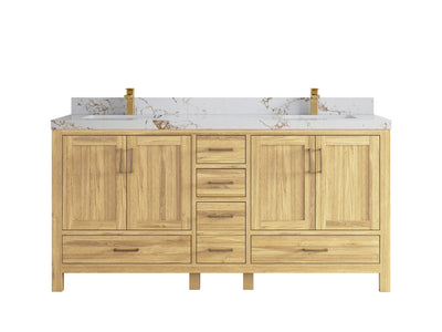 Malibu Teak Wood 72 in. W x 22 in. D Double Sink Bathroom Vanity