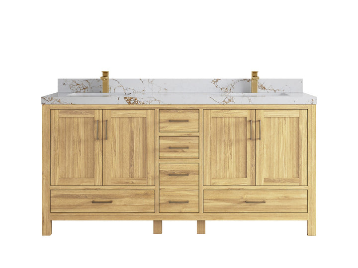 Malibu Teak Wood 72 in. W x 22 in. D Double Sink Bathroom Vanity - photo 42