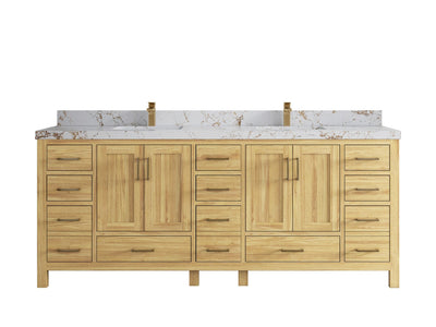 Malibu Teak Wood 84 in. W x 22 in. D Double Sink Bathroom Vanity