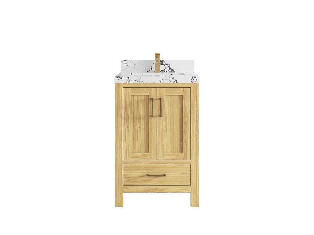 Malibu Teak Wood 24 in. W x 22 in. D Single Sink Bathroom Vanity